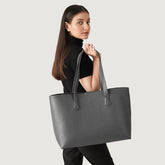 Women  Grey Leather Tote Bag
